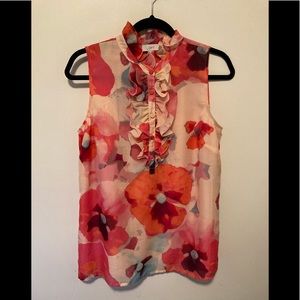 Loft sleeveless ruffled dress top